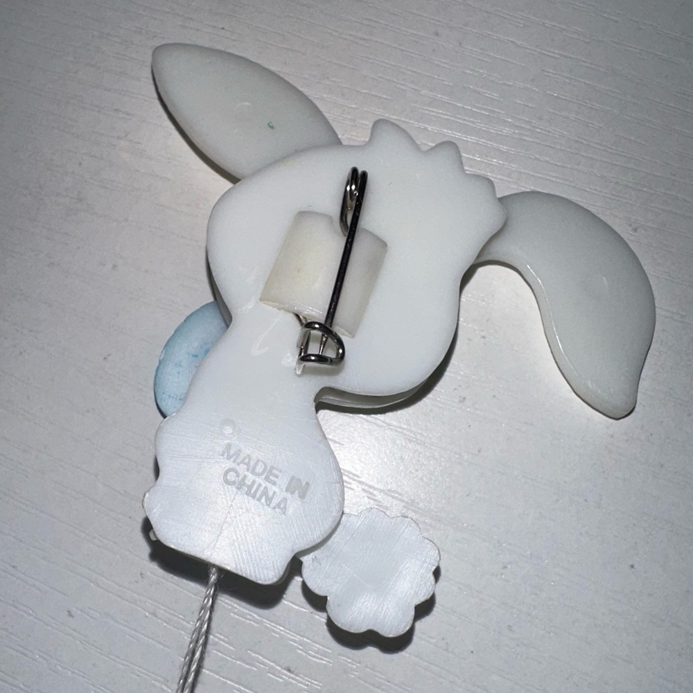 Vintage Easter Bunny Pull String Brooch - image 5